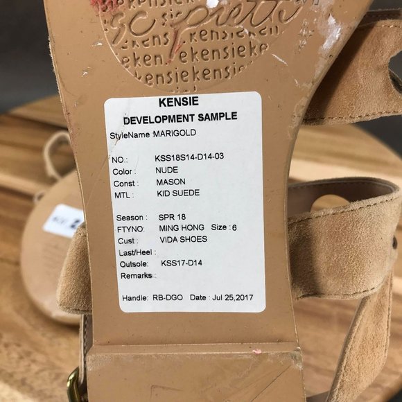 Kensie Beige Suede Slingback Adjustable Flat Sandals Womens Size 6 - Picture 6 of 7